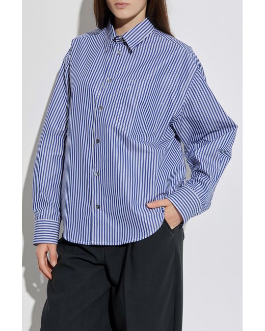 AMI Blue Shirt With Stripe Pattern