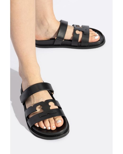 Tory Burch Black Leather Slides Ines