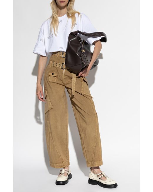 Ganni Natural Pants With Pockets