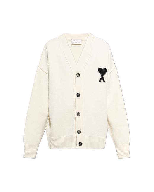 AMI Natural Wool Cardigan for men