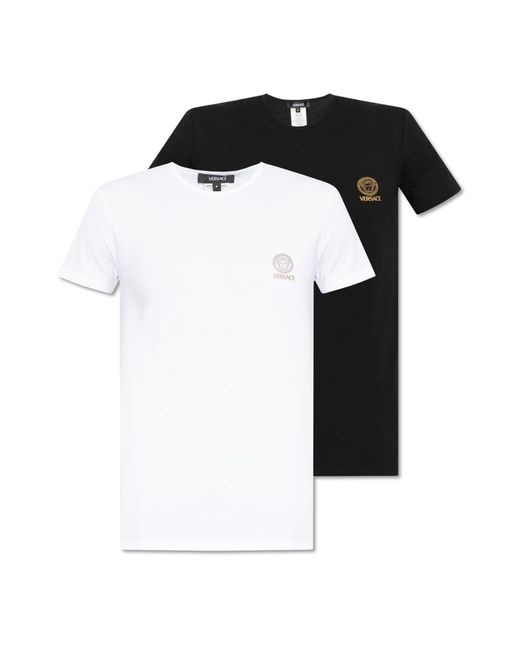 Versace White Two-Piece Cotton Blend T-Shirt Set With Medusa Head Print for men
