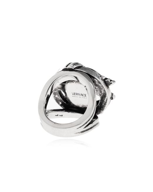 Versace Metallic Ring With Medusa Head Motif