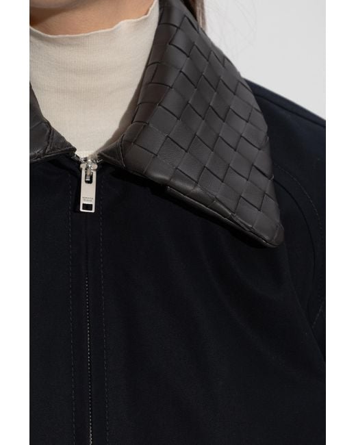Bottega Veneta Black Jacket With Leather Collar