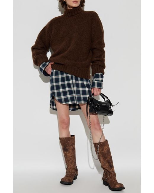 DSquared² Brown Wool Turtleneck Sweater