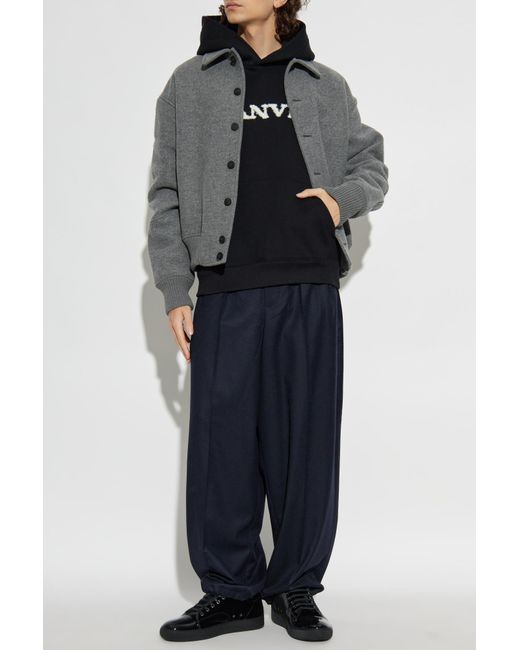 Lanvin Black Sweatshirt With A Logo Featuring A Special Texture for men