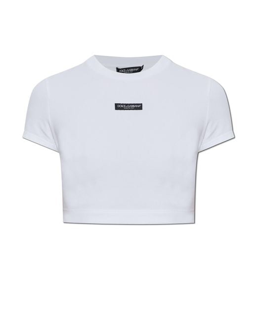 Dolce & Gabbana White T-Shirt With Logo Patch