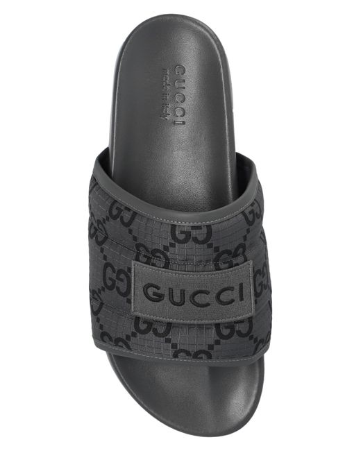 Gucci Black GG Damier Padded Slides for men