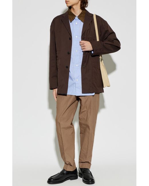 Comme des Garçons Blue Shirt With A Corduroy Collar for men