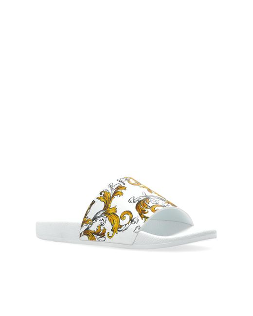 Versace Jeans Couture Natural Rubber Slides With Print