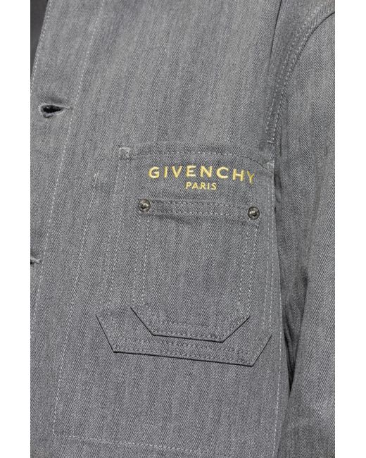 Givenchy Gray Denim Jacket With Logo for men