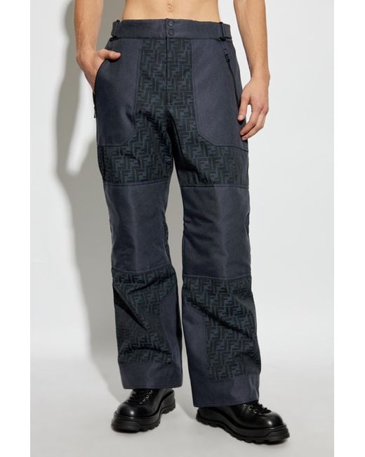 Fendi Blue Ski Trousers With Monogram for men