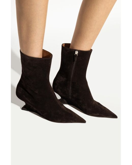 Paris Texas Black Suede Wedge Ankle Boots 'Nina'