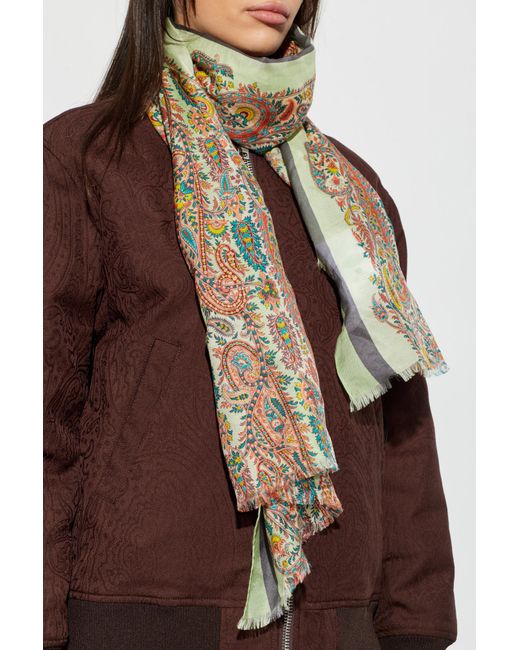 Etro Green Patterned Scarf