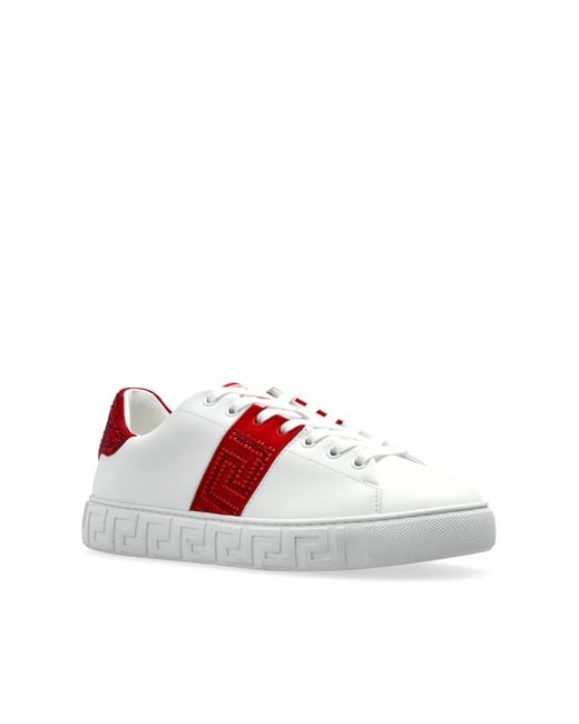 Versace Red Sports Shoes With Shimmering Sequins
