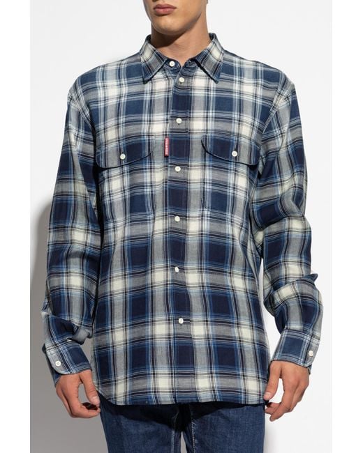 DSquared² Blue Checked Pattern Shirt for men
