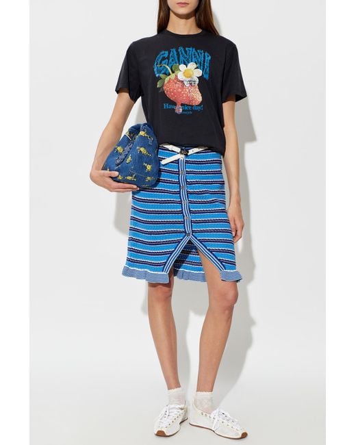 Ganni Black T-Shirt With Print