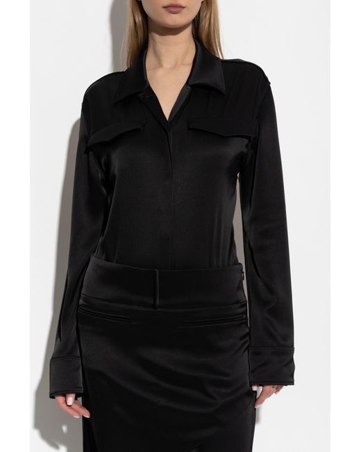 Courreges Black Bodysuit With Pockets