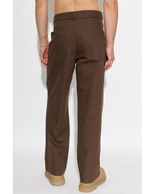 Moncler Red Trousers With Logo Patch for men
