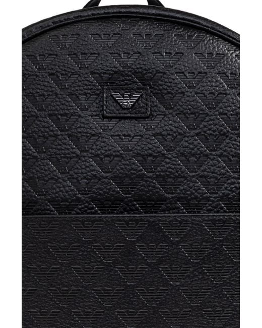 Emporio Armani Black Monogram Backpack for men