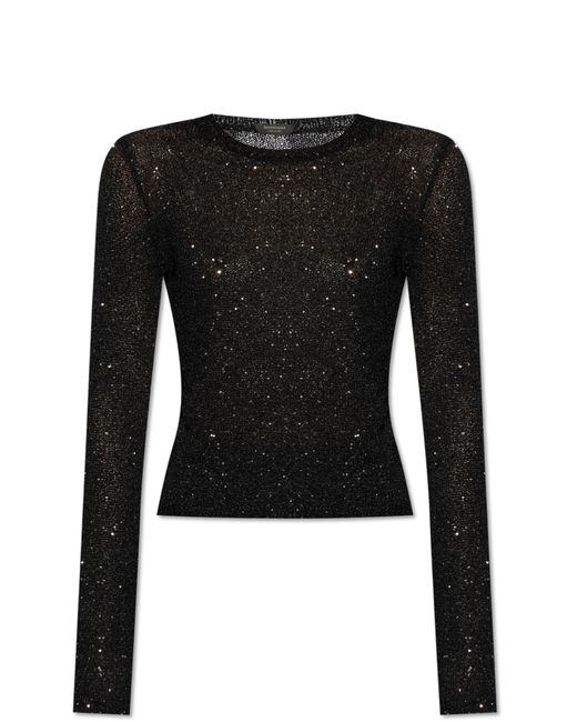 Balenciaga Black Top With Sequin Trim