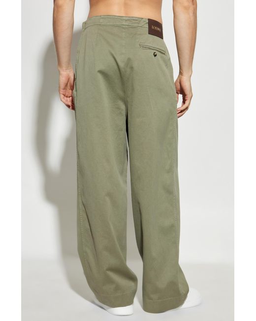 Loewe Green Loose-Fit Cotton Trousers for men