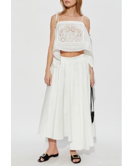 Self-Portrait White Short Openwork Top