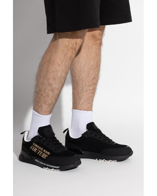Versace Jeans Couture Black Sports Shoes With Printed Logo for men
