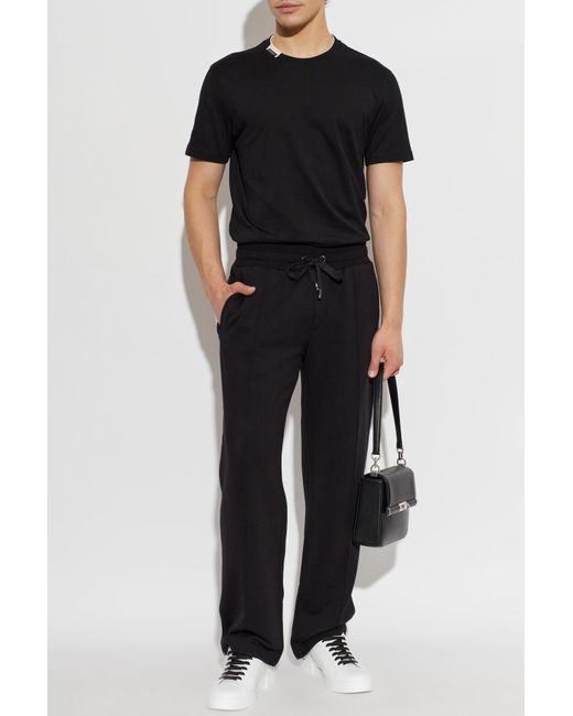 Dolce & Gabbana Black T-Shirt With A Logo Patch for men