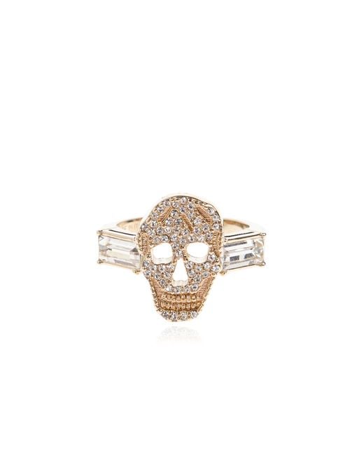 McQueen Black Ring With Shimmering Crystals