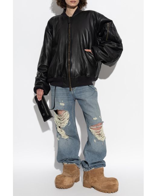 Balenciaga Black Leather Jacket Type Bomber