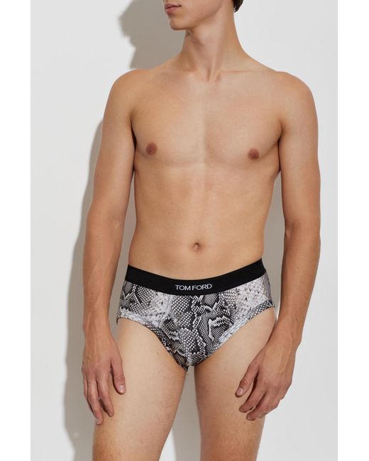 Tom Ford Black Cotton Briefs With Animal Motif for men