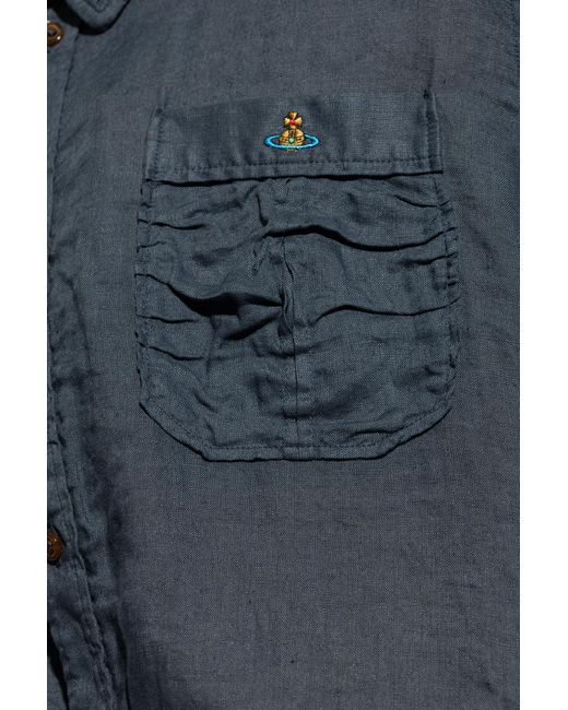 Vivienne Westwood Blue Shirt With Logo, for men