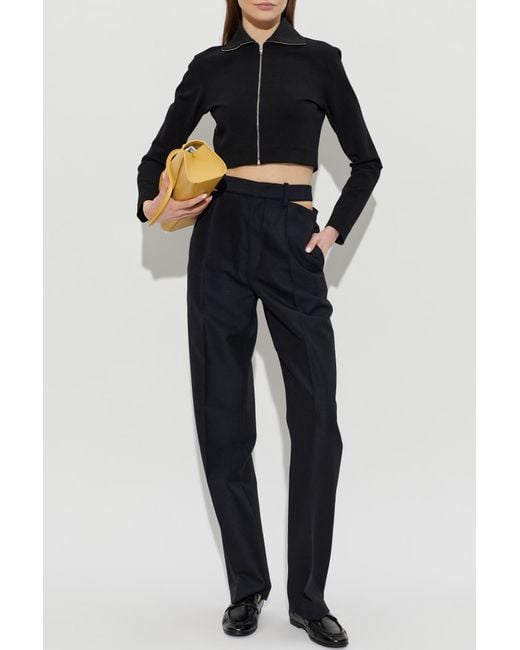 Jil Sander Black Wool Trousers With A Split Waistband