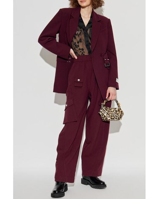 Ganni Black Transparent Shirt With Shimmering Appliqués