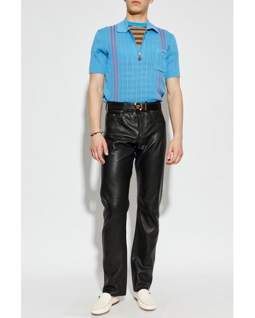 Versace Blue Polo With Pocket for men