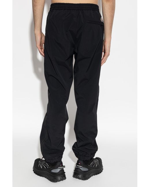 Moncler Black Trousers With Logo Patch for men