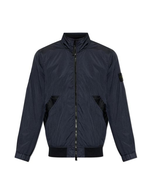 Stone Island Blue Jacket With Logo Patch for men