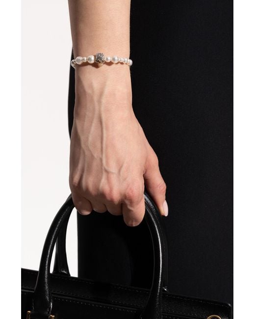 Alexander McQueen Black Adjustable Bracelet With Shimmering Crystals