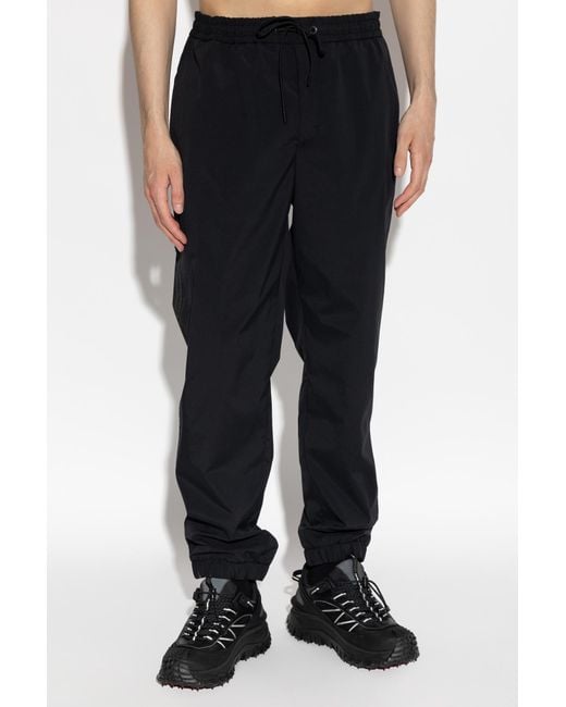 Moncler Black Trousers With Logo Patch for men