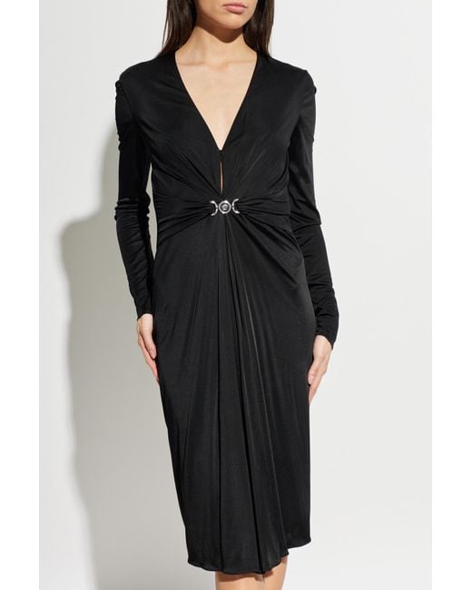 Versace Black Dress With Decorative Draping