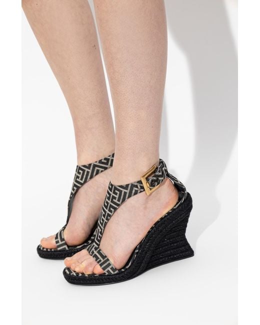 Balmain Black 'Anthem' Wedge Sandals