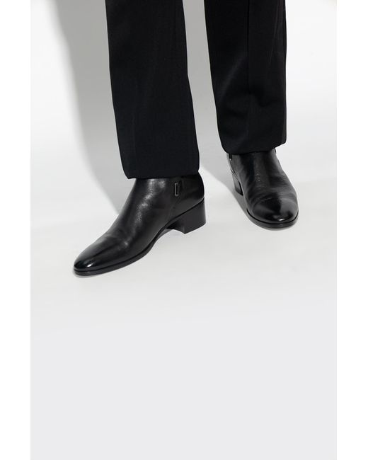 Saint Laurent Black ‘Dorian’ Heeled Ankle Boots for men