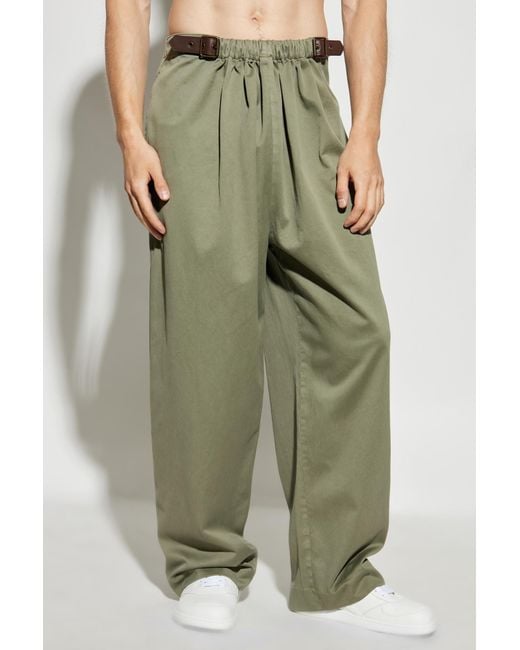 Loewe Green Loose-Fit Cotton Trousers for men