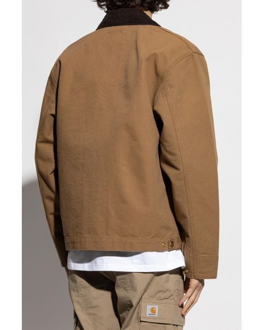 Carhartt Brown Jacket With Corduroy Collar, for men