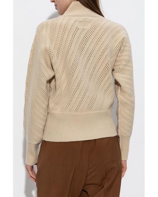 Fendi Natural Sweater With Stand-Up Collar