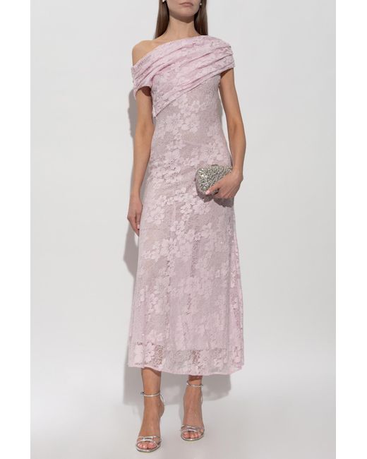 Self-Portrait Pink Lace Dress With Shimmering Sequins