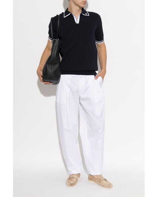 Dolce & Gabbana Black Polo With Embroidered Logo On The Collar for men