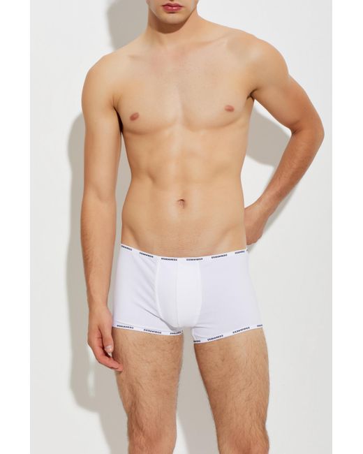 DSquared² Blue Cotton Boxers With Logo for men