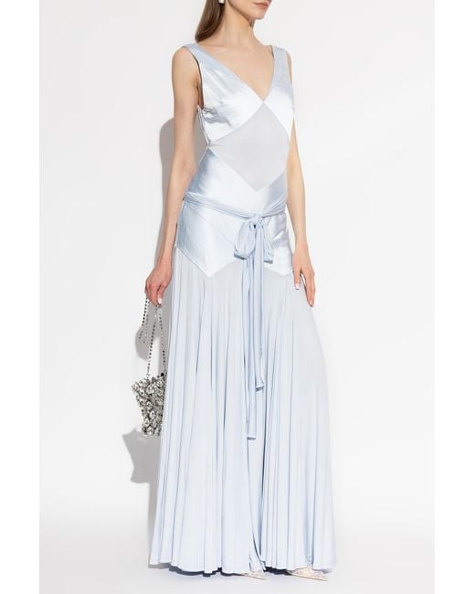 Self-Portrait White Satin Dress With Decorative Tie