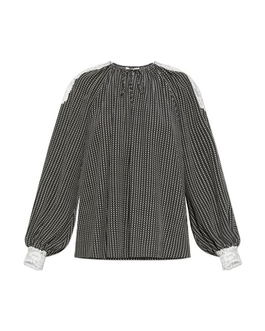 Chloé Gray Silk Top With Long Sleeves